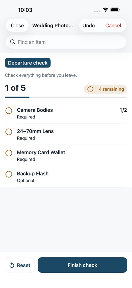 LastItem active equipment check screen