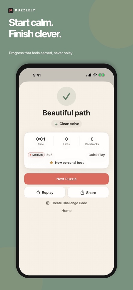 Puzzlely difficulty choices screen